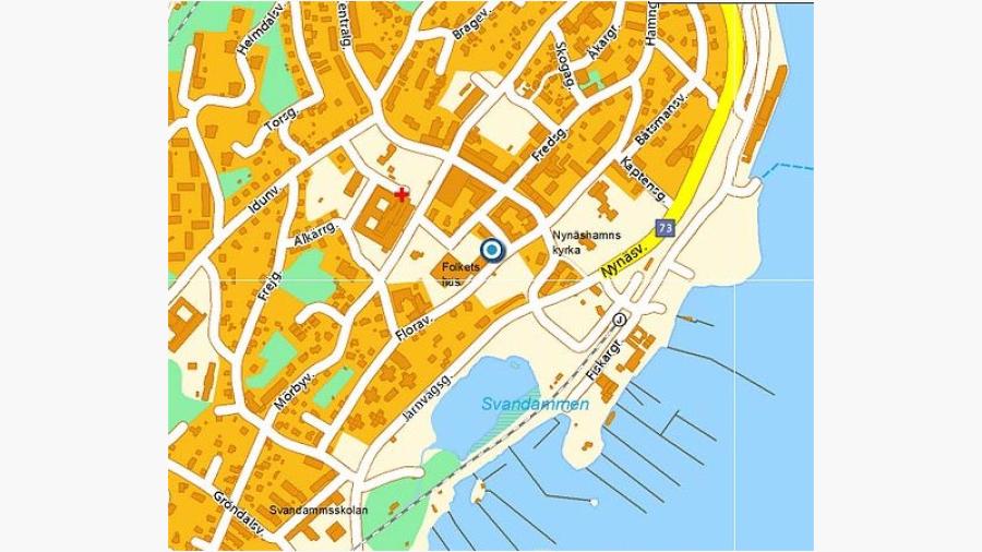 Karta över centrala Nynäshamn